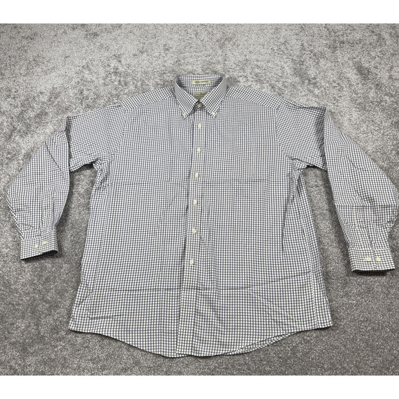 LL Bean Dress Shirt Mens Large Button Down Wrinkle Resistant Plaid Cotton - Picture 2 of 13